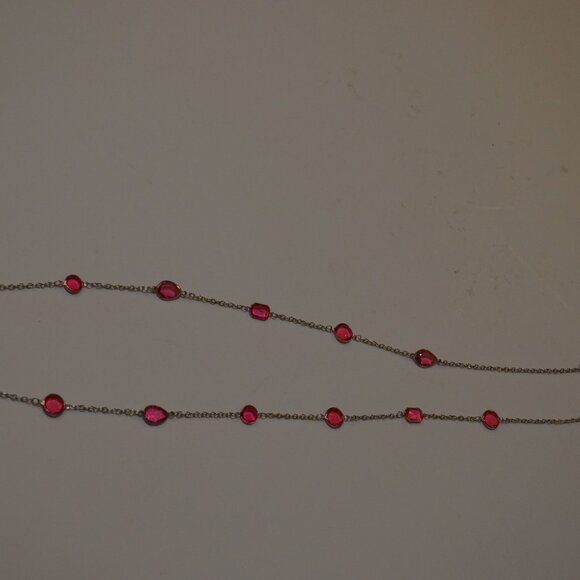 PAPARAZZI (R) Necklace Long Chain vary Shapes Pendants/Charms Silver Pink ~25' - Picture 5 of 8